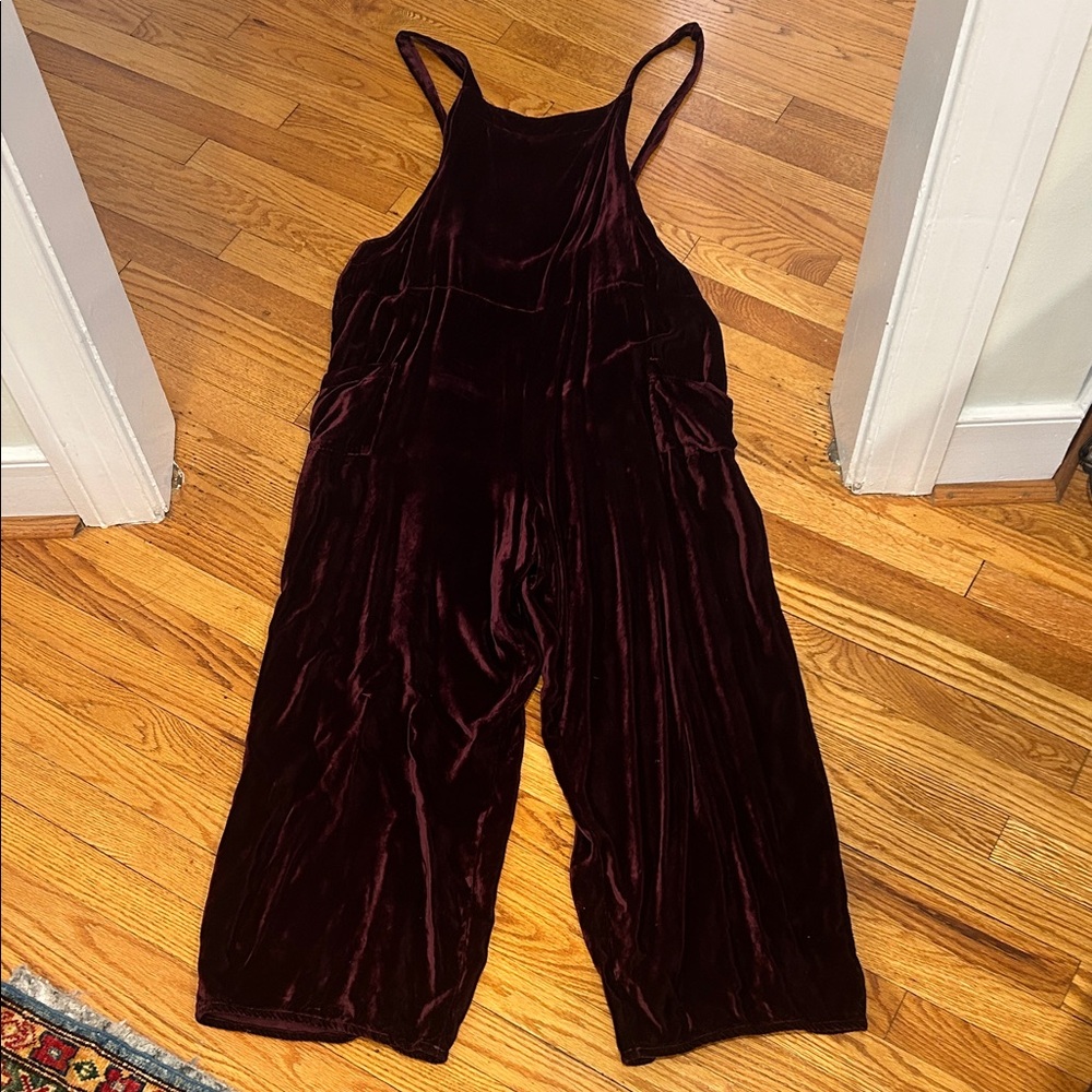 Elegant Velvet Burgundy Jumpsuit